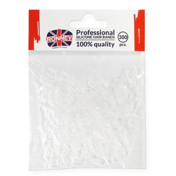 RONNEY silikonowe gumki do włosów, przezroczyste 300 szt.